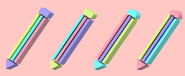 Bir dizi 3D parlak kalem simgesi. Her proje için iyidir..