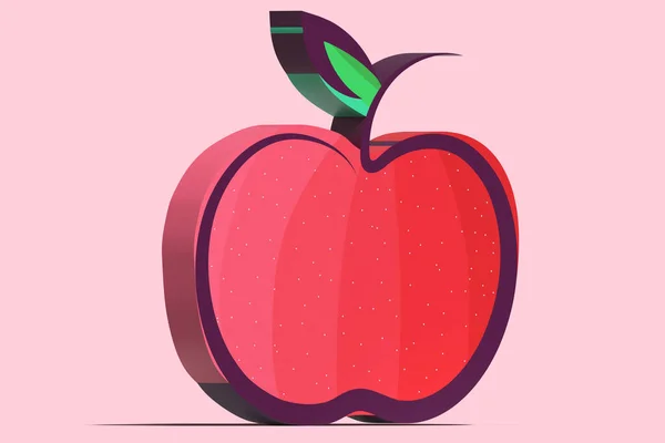 A 3d cute beautiful apple. Good for any project. 3d illustration.