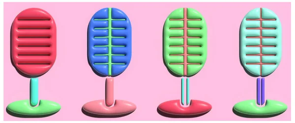 A set of 3d bright microphone icons. Good element for any project.