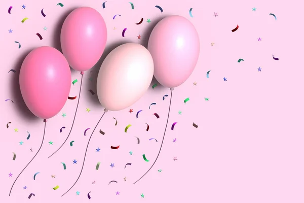 Party concept. 3d rendered balloons on pink background. Good for any project.