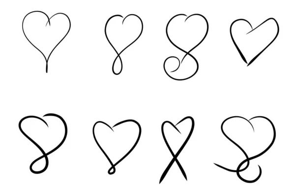 Set Black Hand Drawn Hearts Good Projects — Stock Photo, Image