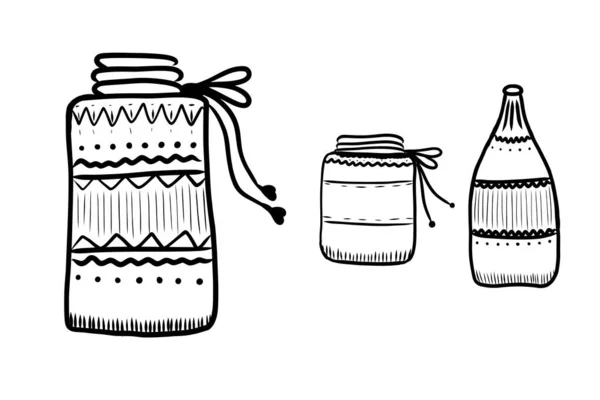 Hand Drawn Set Glass Jars Good Any Project — Stock Photo, Image