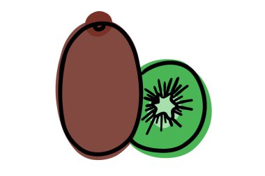 Beyaz arka plana basit bir el çizimi kivi. Her proje için iyidir..