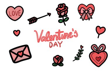 Valentine's Day set of cute love elements. Good for any project. clipart