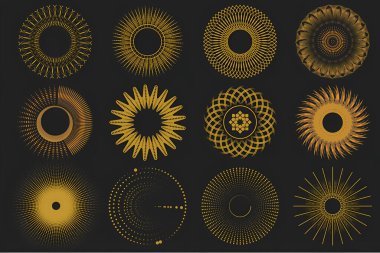 Güzel lüks yıldız desenli arka plan güneş deseni, Çiçek deseni gibi altın desenli dizayn, dairesel desen, yıldız deseni