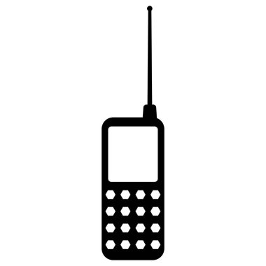 Siyah ve beyaz cep telefonu cep telefonu hücresel simgesi şeffaf arkaplan EPS Vector sanat paketi