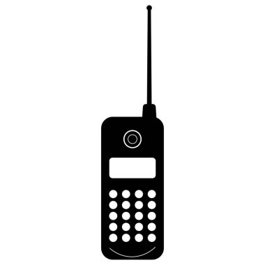 Siyah ve beyaz cep telefonu cep telefonu hücresel simgesi şeffaf arkaplan EPS Vector sanat paketi