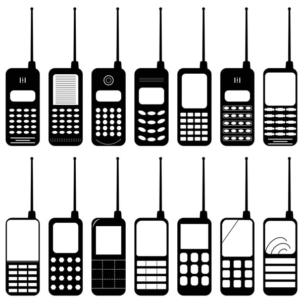 Μαύρο Και Άσπρο Κινητό Κινητό Κινητό Τηλέφωνο Εικονίδιο Κυψελοειδές Διαφανές — Διανυσματικό Αρχείο