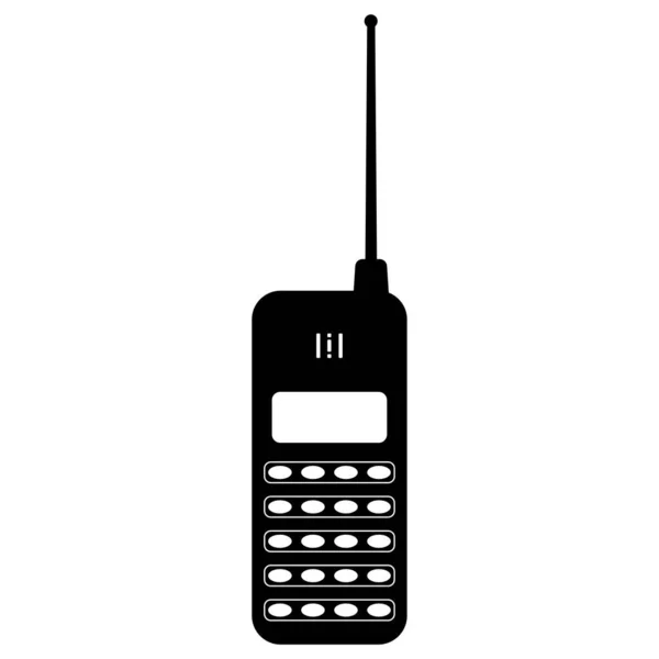 Fekete Fehér Telefon Mobil Sejt Ikon Átlátszó Háttér Eps Vektor — Stock Vector