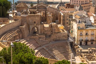View of the Roman Theater from the Cartagena Castle, in Cartagena, Spain.