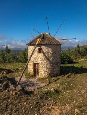 Exposure of the traditional windmills, located in Penacova, near the city of Coimbra, Portugal.