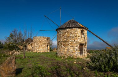 Exposure of the traditional windmills, located in Penacova, near the city of Coimbra, Portugal.