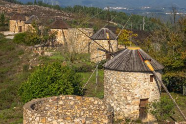 Exposure of the traditional windmills, located in Penacova, near the city of Coimbra, Portugal.