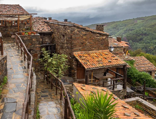 stock image View of the Streets of Talasnal on of the 27 Schist villages in Portugal, that were been partially or fully recovered in order to maintain the traditions and memories of the pass.