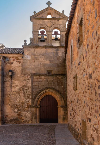 stock image View of the square named Plaza de San Pablo in this roman village namely the Old Town Area in Cceres, Spain.