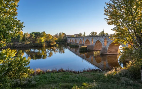 Belle Vue Panoramique Sur Pont Romain Zamora Appelé Puente Piedra — Photo