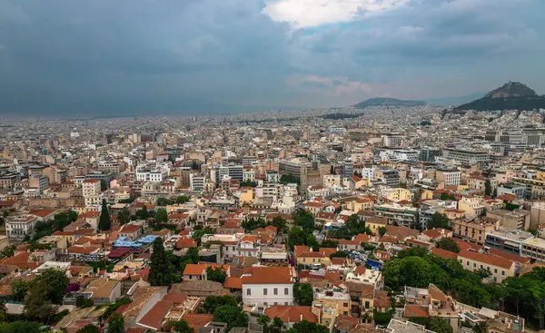Athener Panoramablick Auf Die Innenstadt Landschaftspanorama Von Athen Stadtbild Zeigt — Stockfoto