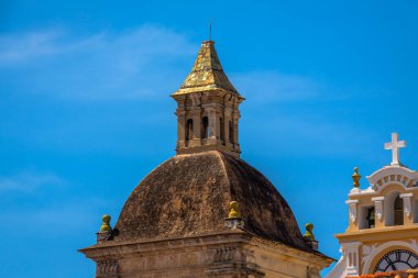 Kolombiya, Cartagena 'daki tarihi bir binanın Kule detayları..
