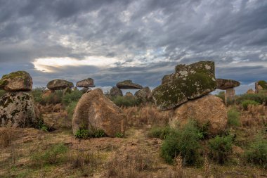 Çok bulutlu bir günde Portekiz 'de Castelo Branco yakınlarında modern Menhir teşhirciliği yapıldı. Menhir ile yolumuza tasarımcı ve peyzaj mimarı olarak başladık..