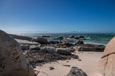 Boulders Sahili, nam-ı diğer Boulders Körfezi. Penguenlerin görülebildiği tek Afrika plajı olduğu için popüler bir yer..