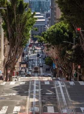 Powell caddesinde, San Francisco 'da Powell-Hyde adlı teleferik hattından alınan görüntüler bu inanılmaz şehrin sokaklarını gösteriyor.