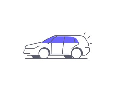 Minimal Car Icon. Linear car illustration to use in web and mobile UI, car basic UI elements set.