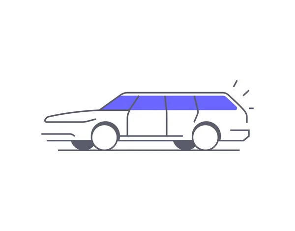 Minimal Limuzin Araba Simgesi. Web ve mobil UI için kullanılacak doğrusal araba illüstrasyonuName.