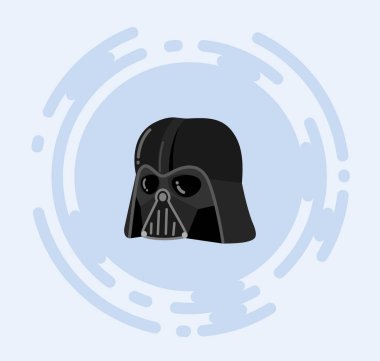 Darth Vader helmet vector illustration for kids. Star Wars Dark costume.