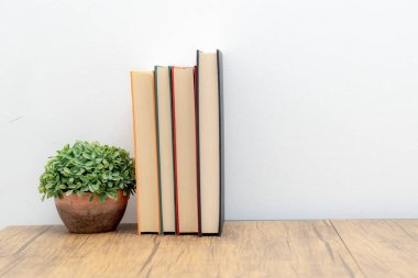 Evdeki masada bir kitap var.