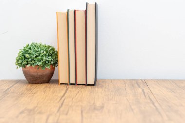 Masanın üzerinde bir kitap var.