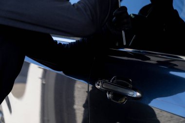 Thief in black jacket various action stolen cars. 