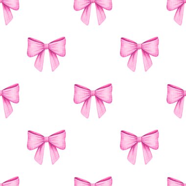 Beyaz arka planda pembe fiyonklu kusursuz desen