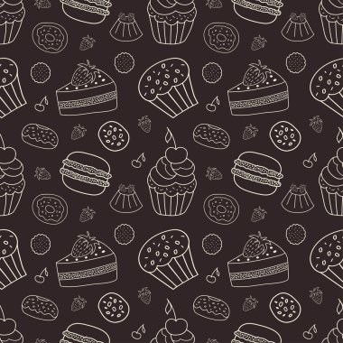 Pastane Kusursuz Şekilsiz Vektör Kahverengi Tatlı Yemek Kekleri Tatlı