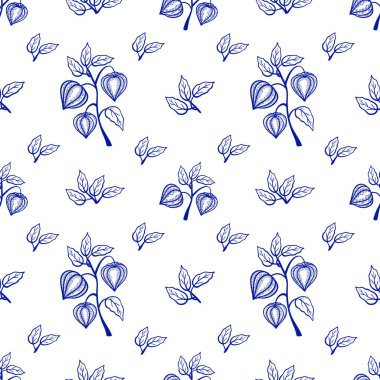 Mavi filsalis ve beyaz arkaplan tek renkli yapraklı pürüzsüz desen