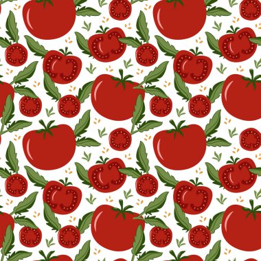 Kırmızı domates sebzeleri kusursuz desenli dekorasyon. 