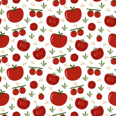 Kırmızı domates sebzeleri kusursuz desenli dekorasyon. 