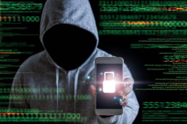 Çevrimiçi hacker Kişisel bilgileri, finans, bankalar, bankalar, interbankacılık, Wi-Fi üzerinden insanların şifreleri ve gelecekte cep telefonları bulmak.
