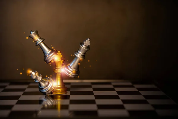 Golden Chess Use Your Opponent Business Strategy Future Victories Play — Stock Photo, Image