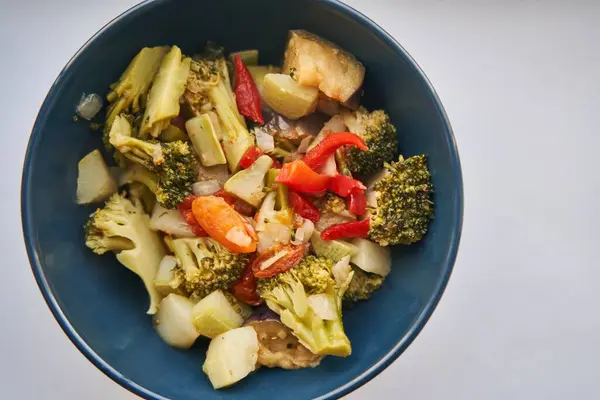 Steamed Vegetables Boiled Vegetables Plate Healthy Food Stock Photo