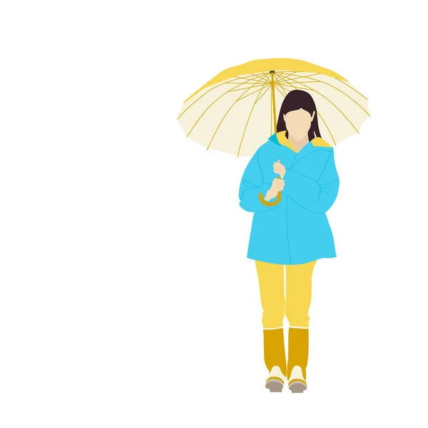 Girl Umbrella Vector Illustration Flat Style — Stock Vector