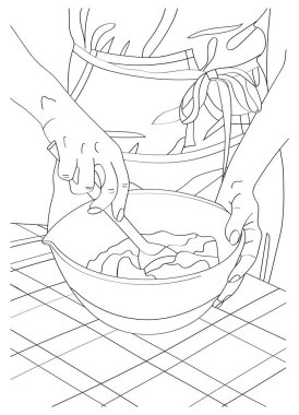 Stres önleyici boya. Renklendirme için vektör siyah ve beyaz illüstrasyon.