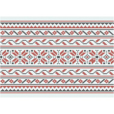 Ukrayna süsü. Örgü kumaşın taklidi. Vektör çizimi. Arkaplan, şablon, kapak, hatıra eşyası, giysi, tekstil ve diğer yerleşimler için kullanılabilir.