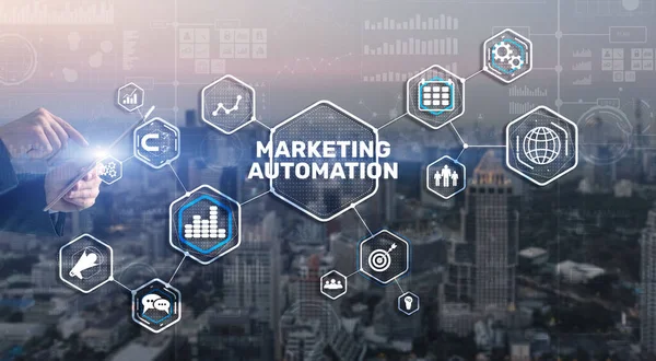 Marketing Automatiseringsconcept Bedrijfstechnologie Internet Netwerk — Stockfoto
