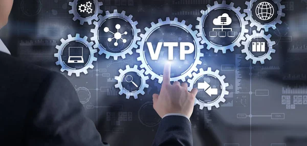 Vlan Trunking Protocol Technology Networks Cocept Blue Background — Stock Photo, Image
