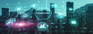 Standard iso standardisation certification business technology concept. Quality control Assurance.