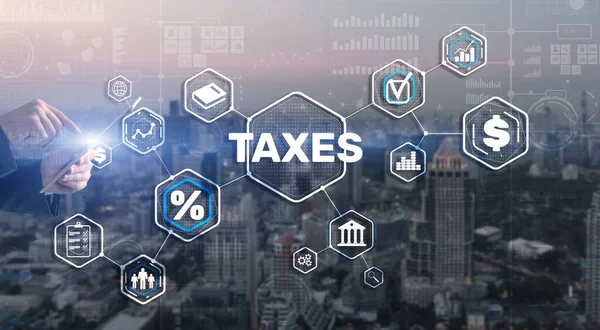 付加価値税 所得税 資産税などの個人や企業が支払う税金の概念 あなたのビジネスの背景 — ストック写真