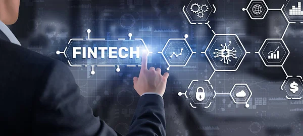 Fintech Investment Conceito Tecnologia Financeira Tela Virtual — Fotografia de Stock
