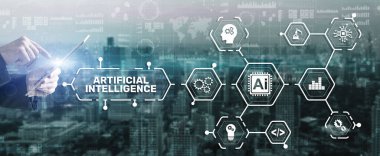 Artificial Intelligence Nanotechnologies Business Technologies concept. Futuristic background. clipart