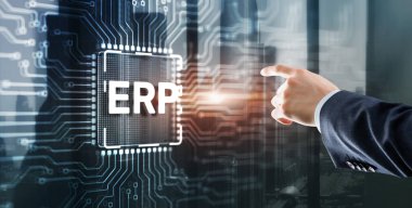 Atılgan Kaynak Planlama ERP Şirketi kavramına dokunuyorum. Sunucu odası arkaplanındaki soyut arkaplan.