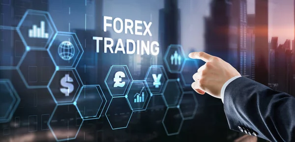 Надпись Forex Trading Virtual Screen Концепция Фондового Рынка — стоковое фото